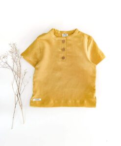 Sommer Oberteil aus Leinen für Kinder und Babys mit Knopfleiste für leichtes Anziehen