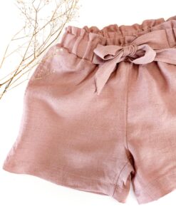 Paperbag Mädchen Shorts mit Schleife aus Leinen