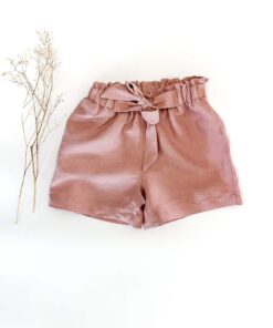 Paperbag Mädchen Shorts mit Schleife aus Leinen