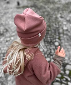 Hipster Beanie aus Merinowolle für Kinder und Babys in Altrosa