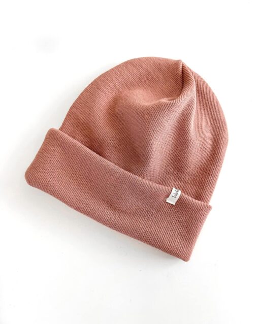 warme Wintermütze aus Merinowolle - Hipster Beanie für Damen, Kinder und Babys Altrosa