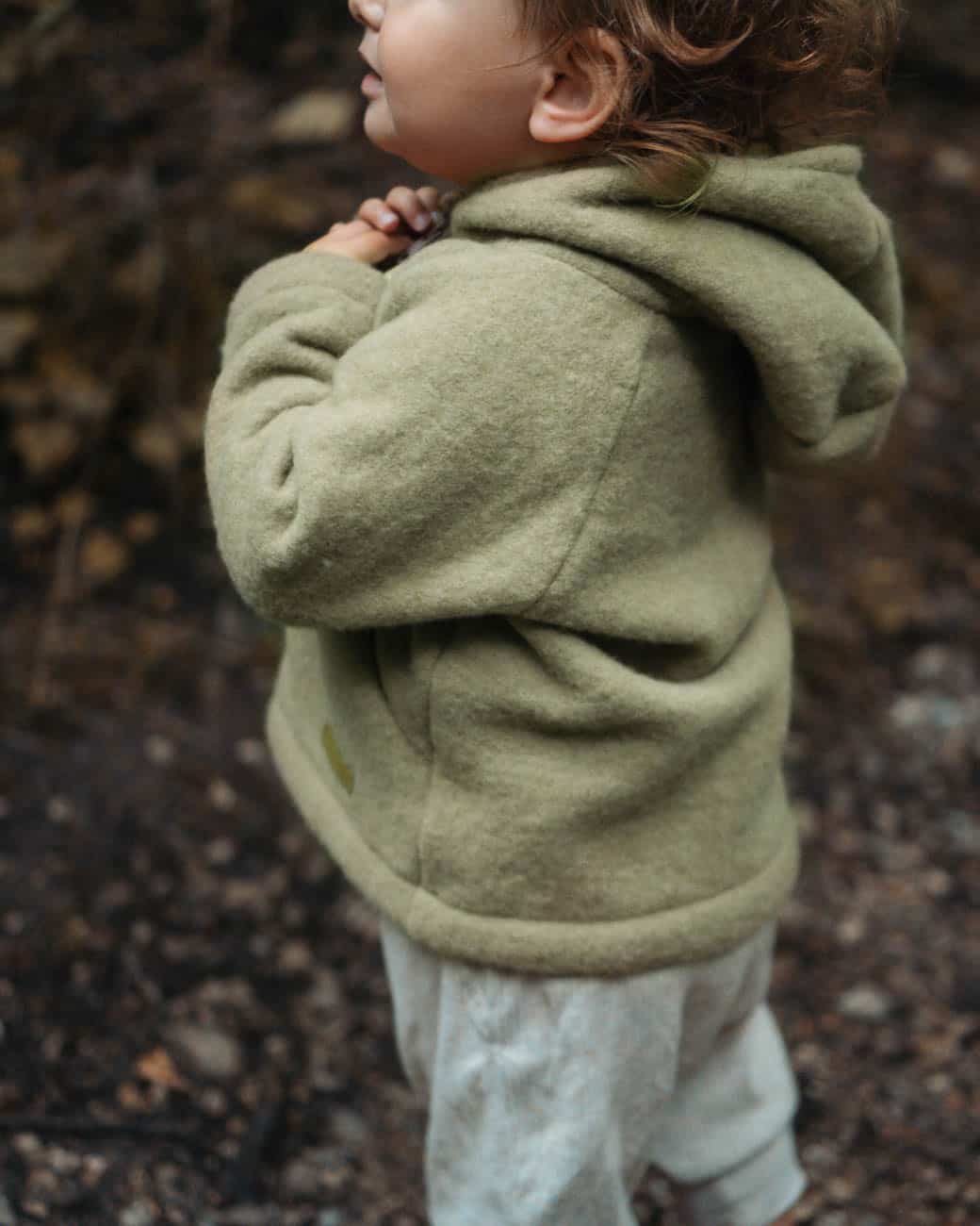 Kinder Wollfleece Jacke aus 100% Bio Merinowolle mit Reißverschluss und Taschen