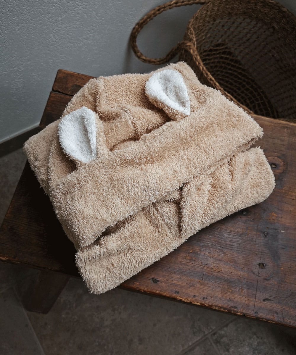 kinderponcho aus frottee mit baerenohren