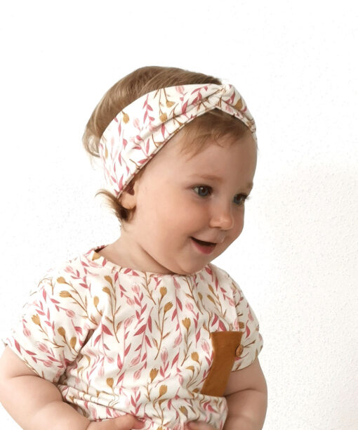 baby haarband mit twist aus baumwolljersey mit blumen