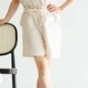Damen Leinen Paperbag Shorts mit Schleife