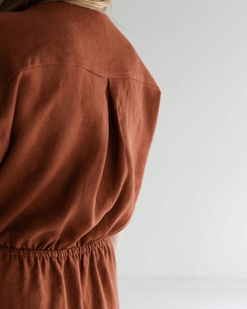 Damen Leinenkleid mit Wickeloptik – Bild 6