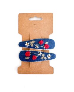 Leinen Haarspange Hand bestickt Kinder Mädchen