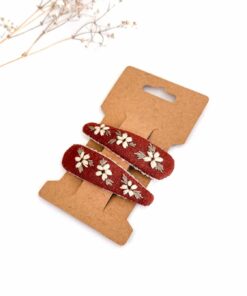 Leinen Haarspange Hand bestickt Kinder Mädchen