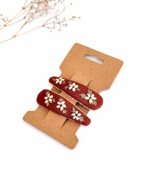 Leinen Haarspange Hand bestickt Kinder Mädchen