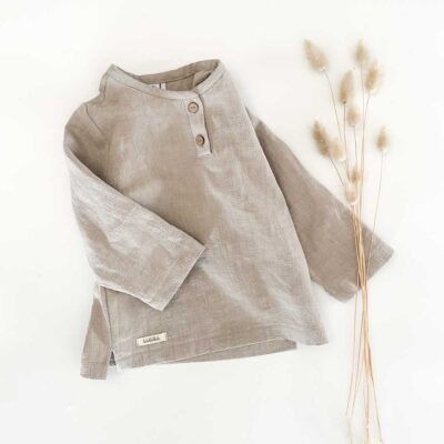 langärmliges Leinenhemd / Shirt mit Knopfleiste