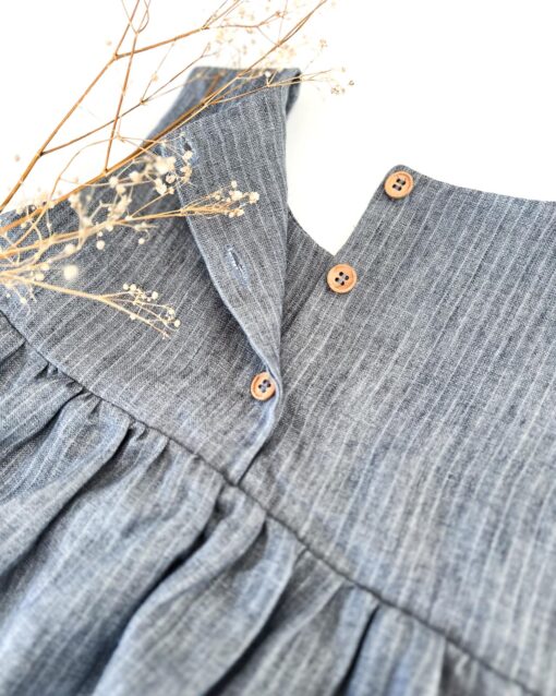 Sommer Leinenkleid für Kinder - mit Knopfleiste am Rücken