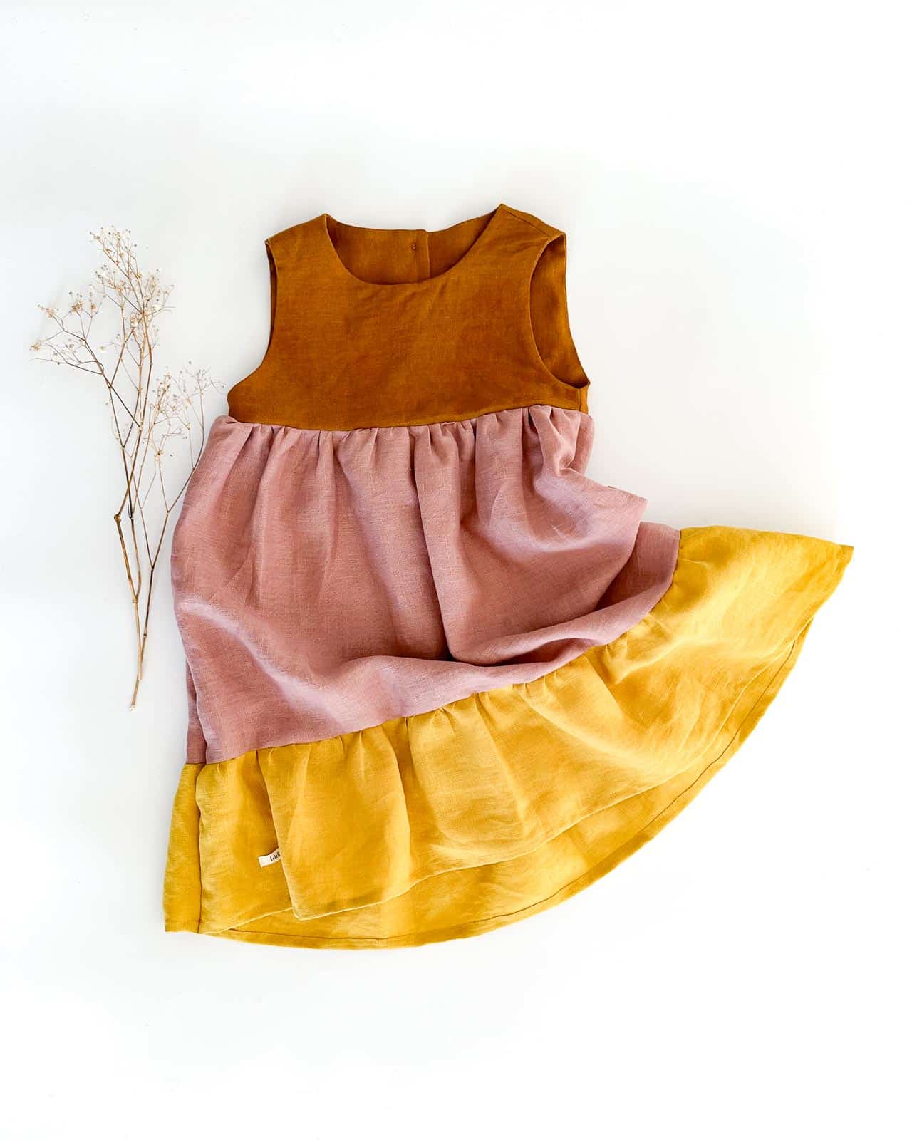 farbiges Sommerkleid Colourblock Leinenkleid für Kinder