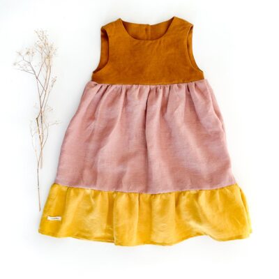 Colorblock Stufenkleid aus Leinen