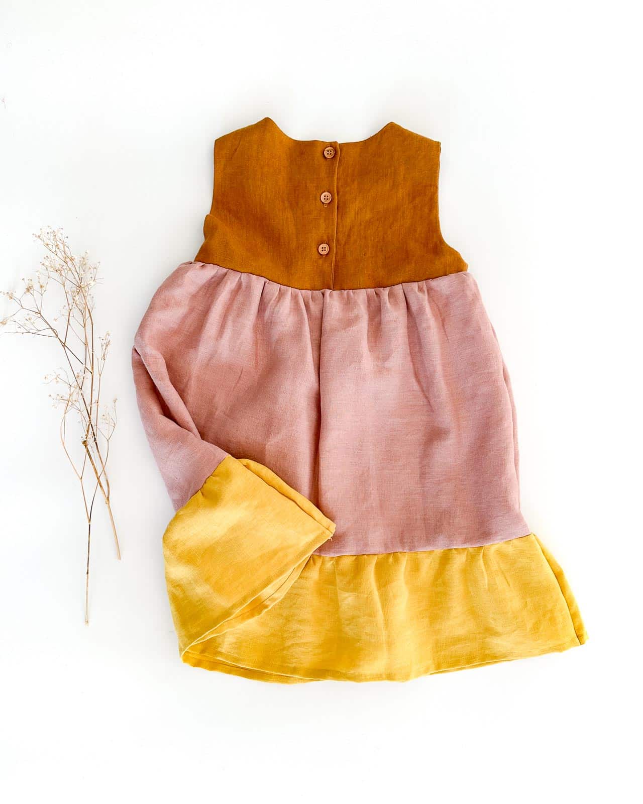 farbiges Sommerkleid Colourblock Leinen Sommerkleid für Mädchen