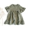 Mädchen Volantkleid Rüschenkleid mit Volants aus Leinen - für Taufe, Hochzeit, Blumenmädchen