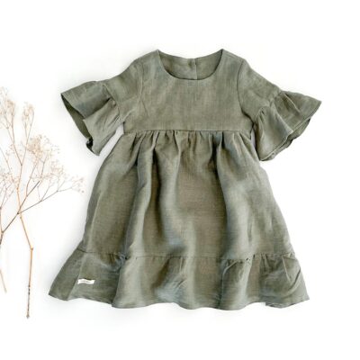 Mädchen Volantkleid aus Leinen