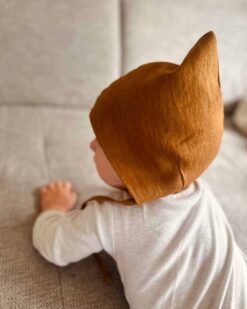 Baby Bonnet Zwergenmütze / Vintage Haube / Pixiemütze aus Leinen für Kinder und Babys