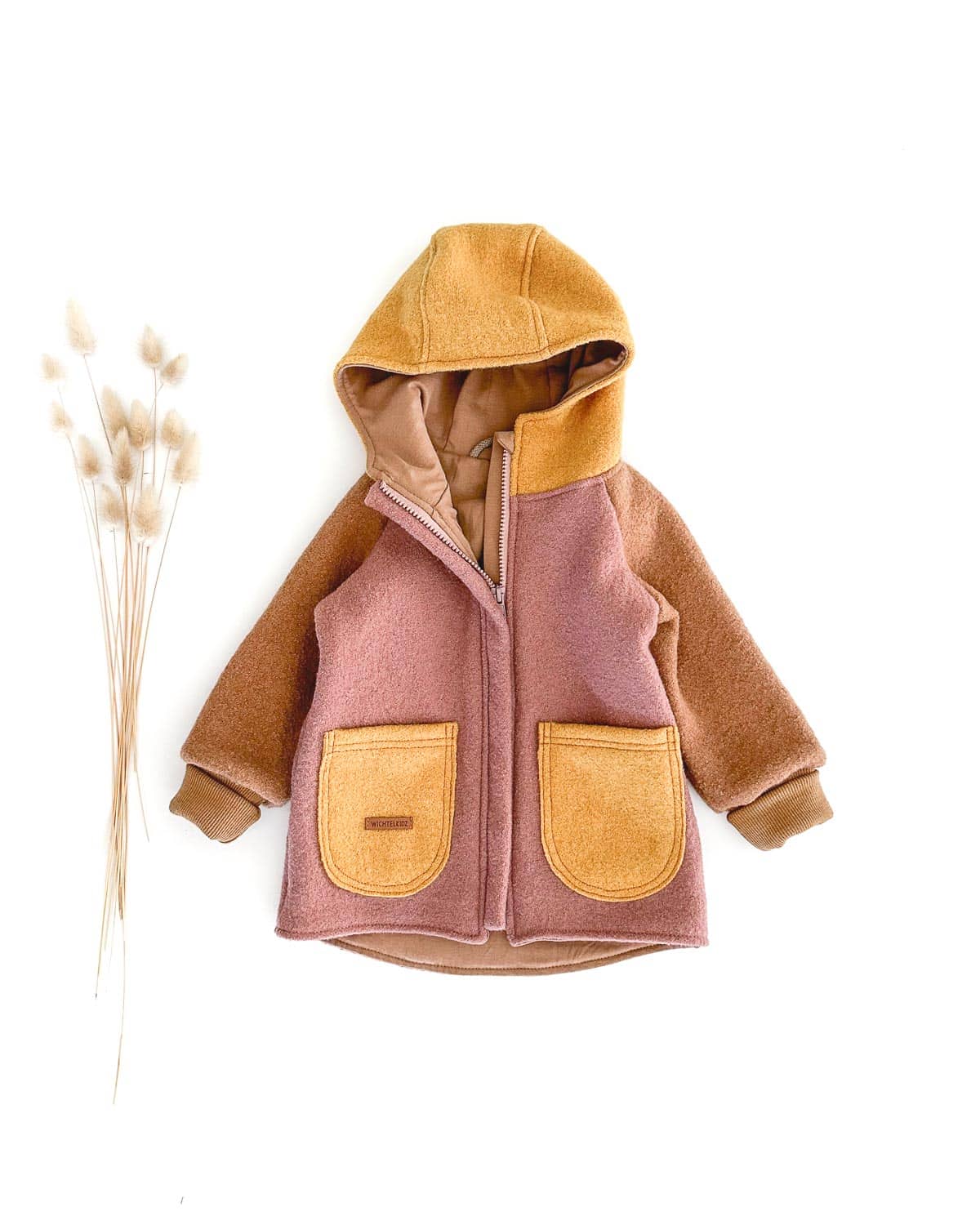 Colorblock Walkjacke mit Reißverschluss "Altrosa"