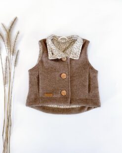 Walkweste Kind mit Holzknöpfen und Taschen - Kinder Gilet mit Kragen