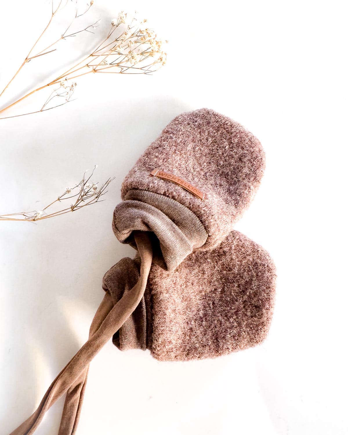 Sofortkauf: gefütterte Wollwalk Handschuhe in Schlamm mit Band, Gr. 0 (0-12 Monate) – Bild 2