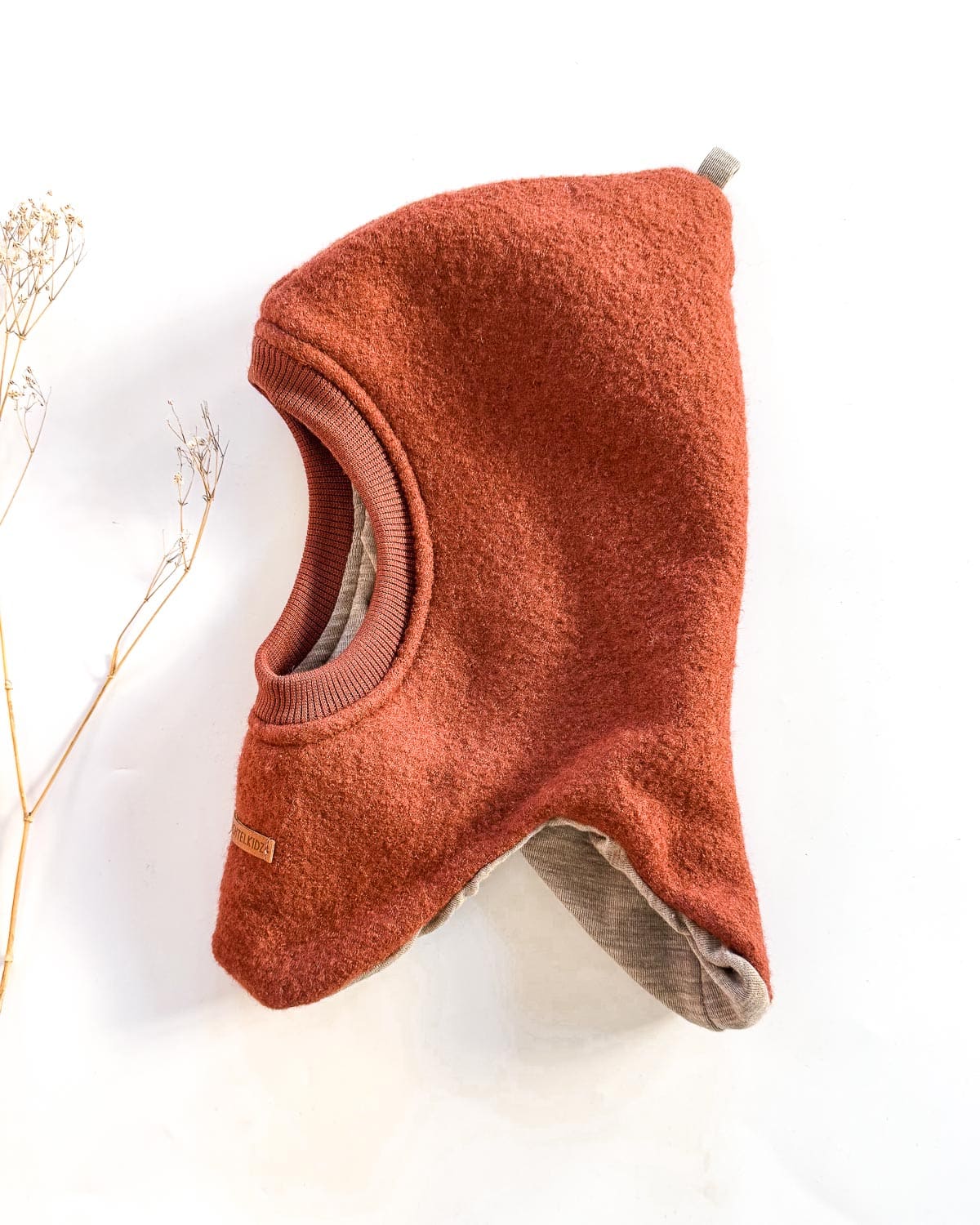 Sofortkauf: Wollwalk Schlupfmütze in Rost mit Wolljersey gefüttert, Gr. 50/52