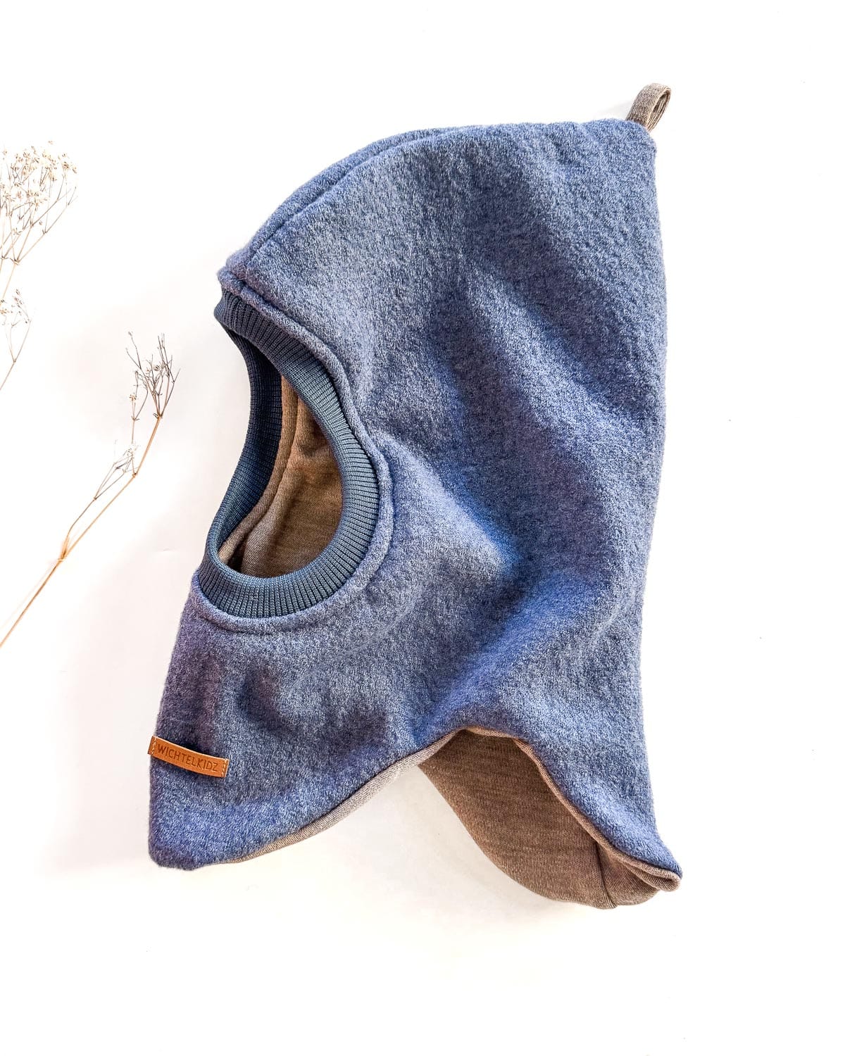 Sofortkauf: Merinowalk Schlupfmütze in Jeansblau mit Wolljersey gefüttert, Gr. 52/54 – Bild 3