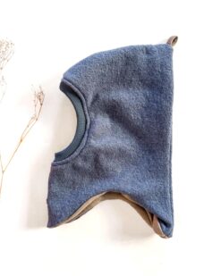 Sofortkauf: Merinowalk Schlupfmütze in Jeansblau mit Wolljersey gefüttert, Gr. 52/54