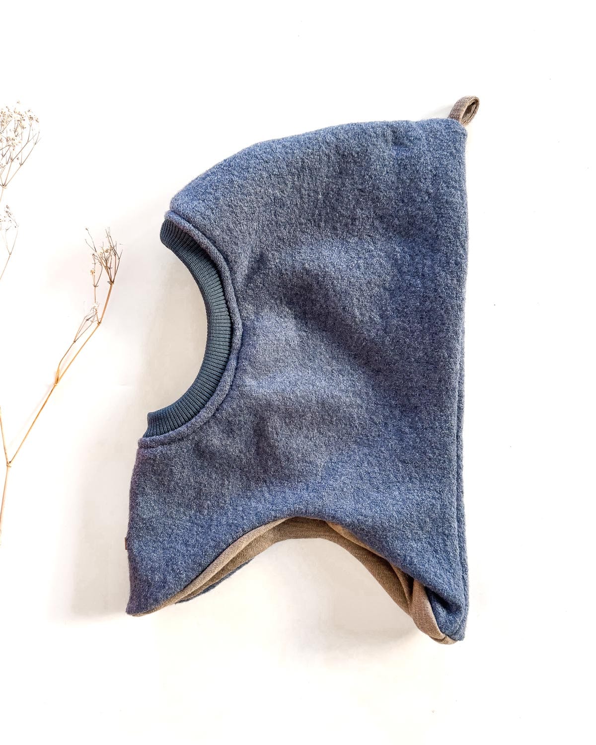 Sofortkauf: Merinowalk Schlupfmütze in Jeansblau mit Wolljersey gefüttert, Gr. 52/54