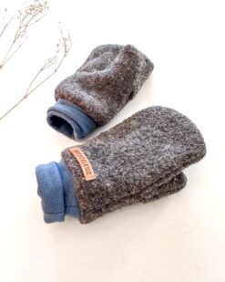 Sofortkauf: gefütterte Wollwalk Handschuhe in Anthrazit/Blau, Gr. 3 (5-6 Jahre)