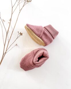 Sofortkauf: gefütterte Wollwalk Schuhe in Altrosa mit Naturleder Sohle, Gr. 18-19