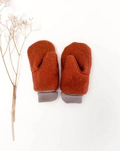 Sofortkauf: gefütterte Wollwalk Handschuhe in Rost, Gr. 3 (5-6 Jahre) – Bild 4