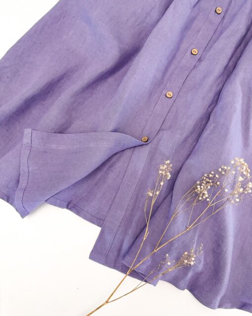 Sofortkauf: Damen Leinenrock mit Knopfleiste und Taschen in Lavendel, Gr. M (38/40) – Bild 4