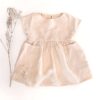 Sofortkauf: Leinenkleid mit kurzen Ärmeln und Taschen in Natur, Gr. 74/80