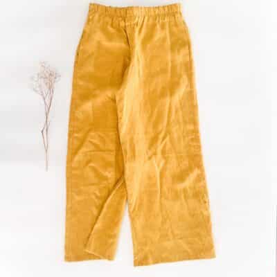 Sofortkauf: Damen Leinenhose mit weitem Bein in Sonnengelb, Gr. M (38/40)