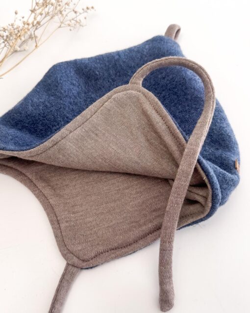 Sofortkauf: Zipfelmütze Merino Jeansblau mit Merino-Wolljersey gefüttert, Gr. 46-48 – Bild 2
