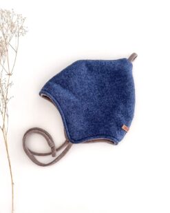 Sofortkauf: Zipfelmütze Merino Jeansblau mit Merino-Wolljersey gefüttert, Gr. 46-48