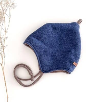 Sofortkauf: Zipfelmütze Merino Jeansblau mit Merino-Wolljersey gefüttert, Gr. 46-48