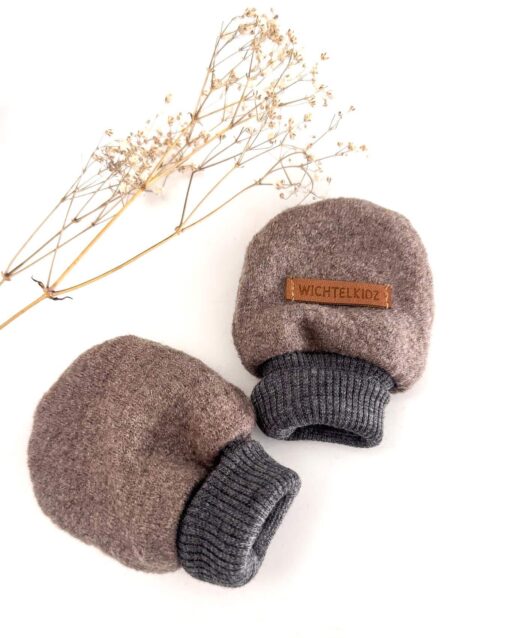 Sofortkauf: ungefütterte Wollwalk Handschuhe in Merinowalk Taupe, Gr. 0 (0-12 Monate) – Bild 2