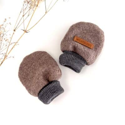 Sofortkauf: ungefütterte Wollwalk Handschuhe in Merinowalk Taupe, Gr. 0 (0-12 Monate)