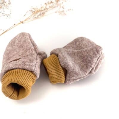 Sofortkauf: ungefütterte Wollwalk Handschuhe in Sand Meliert, Gr. 1 (1-2 Jahre)