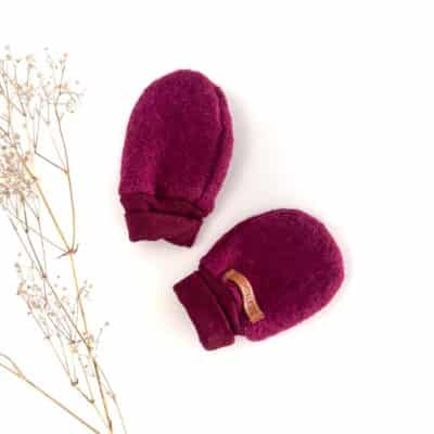 Sofortkauf: ungefütterte Wollwalk Handschuhe in Beere, Gr. 0 (0-12 Monate)