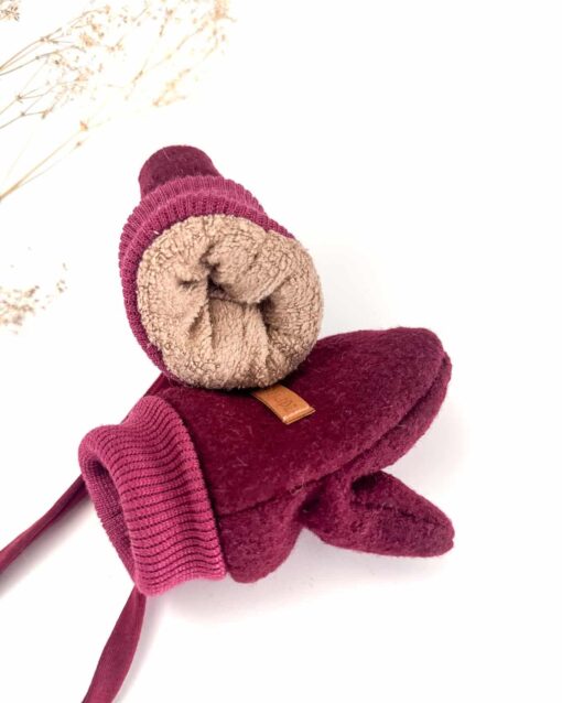 Sofortkauf: gefütterte Wollwalk Handschuhe in Merinowalk Beere, Gr. 1 (1-2 Jahre) – Bild 3
