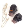 Sofortkauf: ungefütterte Wollwalk Handschuhe in Anthrazit mit Wollbündchen Schlamm, Gr. 2 (3-4 Jahre)