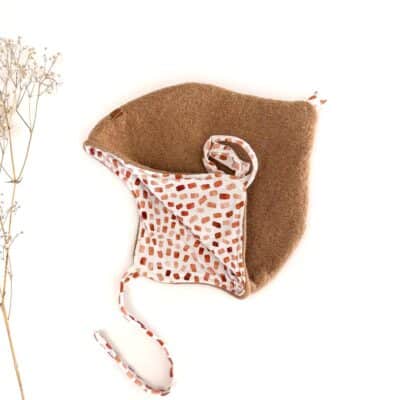 Sofortkauf: Zipfelmütze Wollwalk in Camel/ Herbstkonfetti, Gr. 50-52
