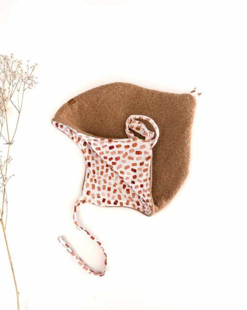 Sofortkauf: Zipfelmütze Wollwalk in Camel/ Herbstkonfetti, Gr. 50-52