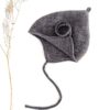 Sofortkauf: Bio Wollfleece Zipfelmütze in Schiefer gefüttert mit Merino-Wolljersey, Gr. 48-50