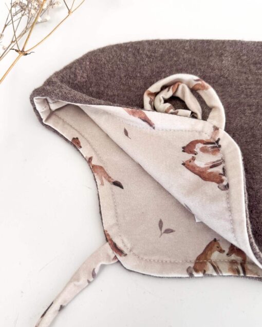 Sofortkauf: Zipfelmütze Merinowalk Taupe/ Fuchsliebe, Gr. 44-46 – Bild 2