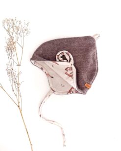 Sofortkauf: Zipfelmütze Merinowalk Taupe/ Fuchsliebe, Gr. 44-46