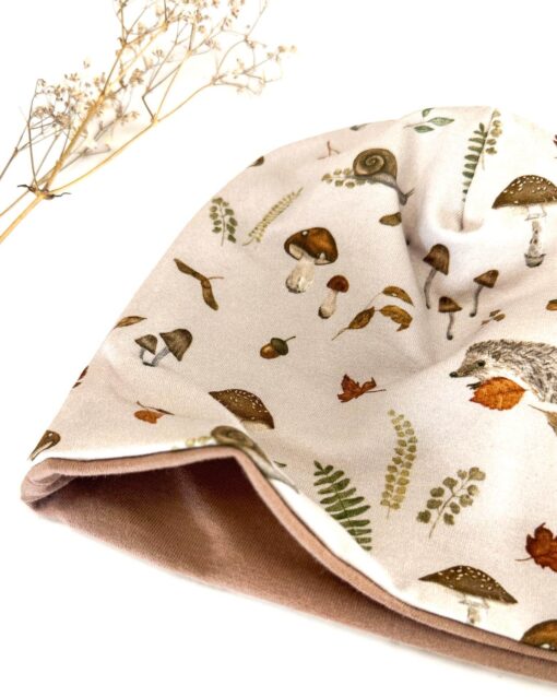 Sofortkauf: Wende-Beanie Camel/ Herbstwald, Gr. 46-48 – Bild 2