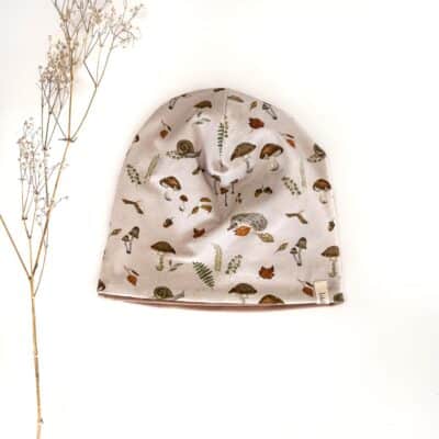 Sofortkauf: Wende-Beanie Camel/ Herbstwald, Gr. 46-48